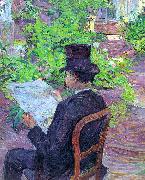  Henri  Toulouse-Lautrec Desire Dihau Reading a Newspaper in the Garden France oil painting artist
